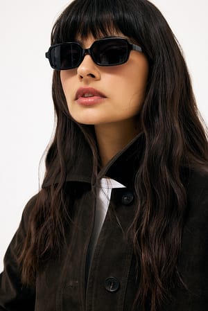 Black Gafas de sol con montura rectangular