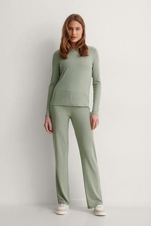 Light Khaki Weiche gerippte weite Hose