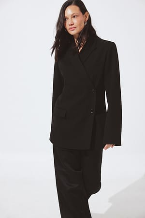 Black Vanlig blazer med omslag
