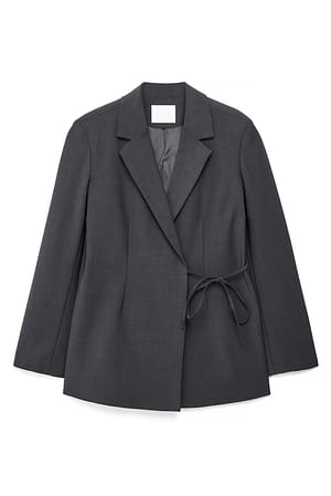 Grey Vanlig blazer med knytedetaljer