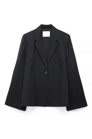Black Relaxed Lyocell Blend Blazer