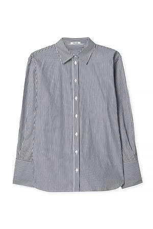 Navy Stripe Lässiges Baumwollhemd
