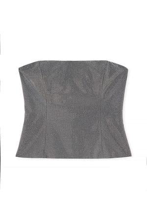 Grey Rhinestone Corset Top