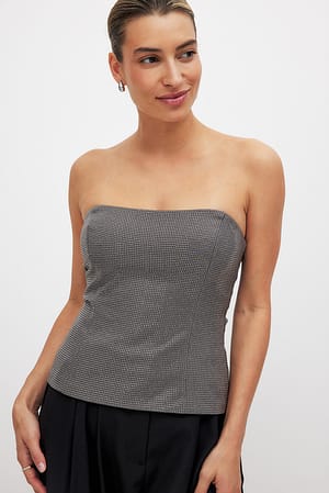 Grey Rhinestone Corset Top