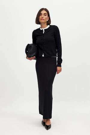 Black Rib Maxi Skirt