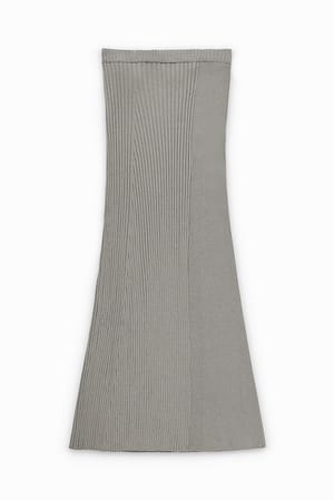 Dark Grey Ribgebreide maxirok