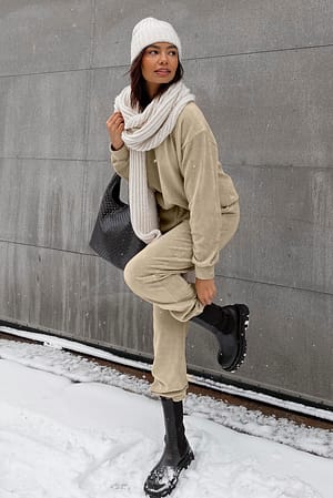 Dark Beige Geribe sweatpants