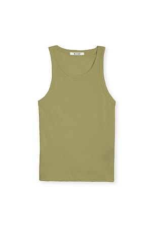 Olive Green Geripptes Tank-Top