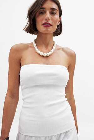 White geripptes Tube-Top