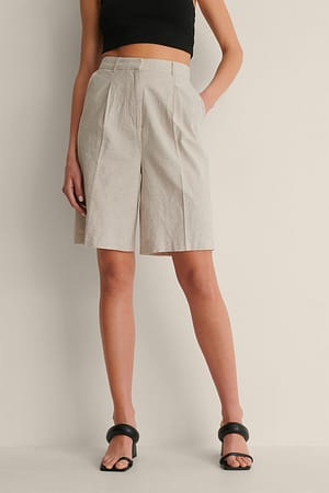 Beige Oversized linnen short