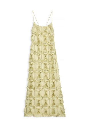Pear Green Maxikleid mit Rosen-Textur
