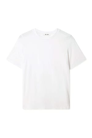 White Camiseta de algodón con cuello redondo