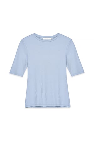 Light Blue Ribtop med rund hals