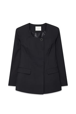 Black Blazer med rund hals og enkelt knepping