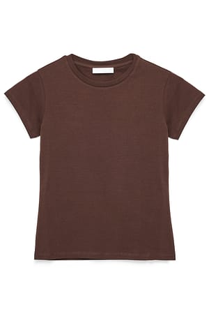 Brown Camiseta de cuello redondo