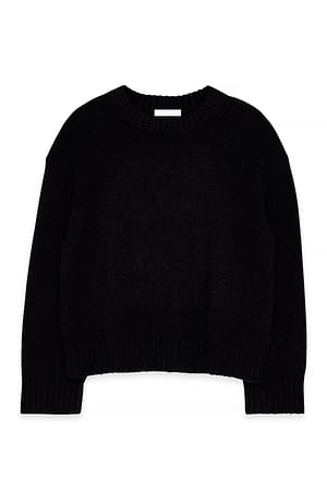 Black Strickpullover aus Wollmischung mit Rundhalsausschnitt