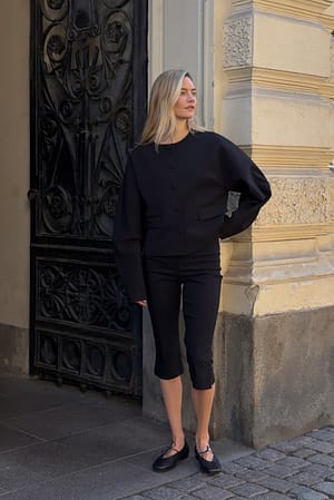 Black Rounded Sleeve Short Blazer