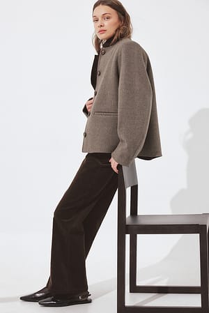 Dark Brown Rounded Sleeve Short Coat