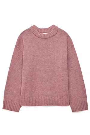 Dusty Dark Pink Round Neck Wool Blend Knitted Sweater
