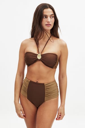 Brown Multi Braguita de bikini con volantes