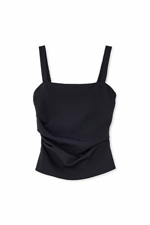 Black Skræddersyet singlet med rynk i taljen