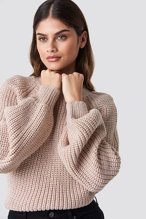 Pastel Pink Bell Sleeve Lurex Knit