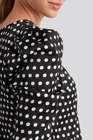 Black/White dots Sandra Puff Blouse