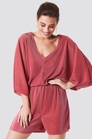 Rose Pink Lola Plisse Playsuit