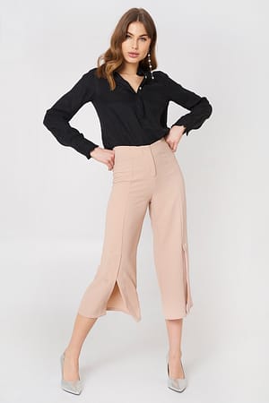 Pastel Pink Ofelia Pant With Slit