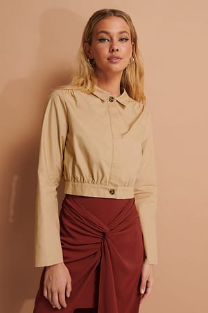 Beige Shoulder Detailed Jacket