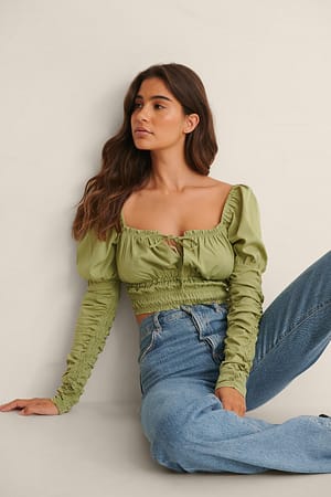 Green Bluse Mit Ärmeldetail