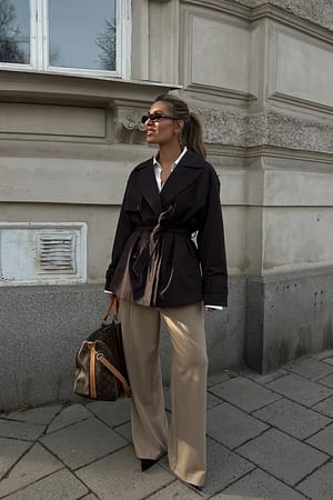 Brown Belted Short Trenchcoat
