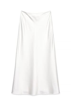 White Midikjol i satin