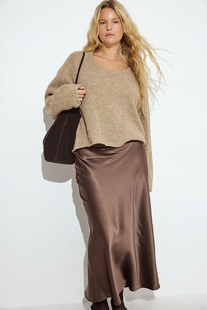 Brown Satin midinederdel