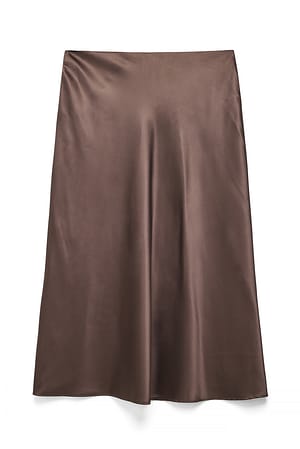 Brown Midikjol i satin