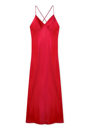 Red Satin Slip Dress