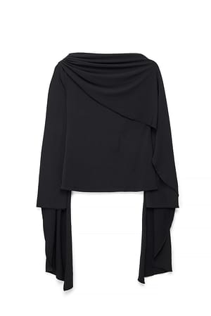 Black Topp i jersey med scarf-detalj