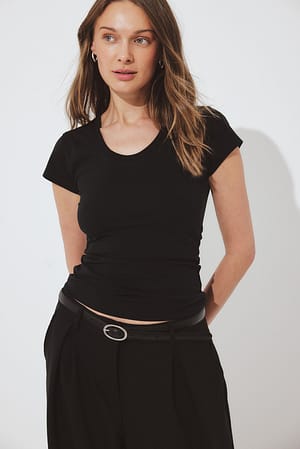Black Scoop Neck T-Shirt