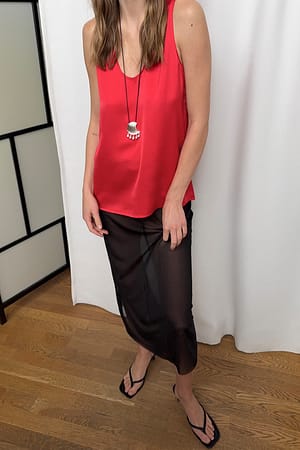 Red Scoop Neck Tank Top