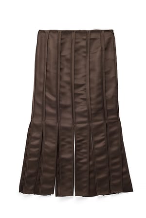 Dark Brown Midikjol i satin med sömdetalj