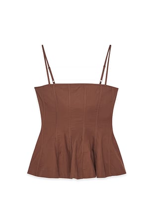 Brown Seam Detail Flowy Top
