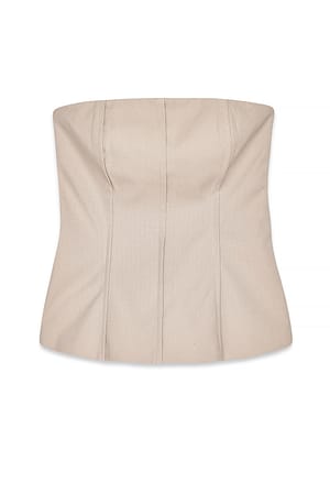 Taupe Zandloper top met naaddetail
