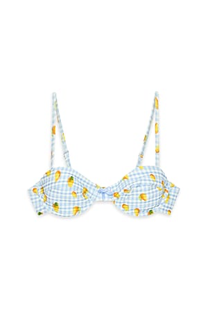 Blue/Print Seersucker Printed Balconette Top