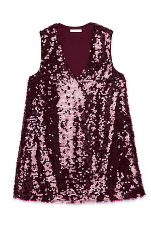Burgundy A-lijn mini-jurk met pailletten