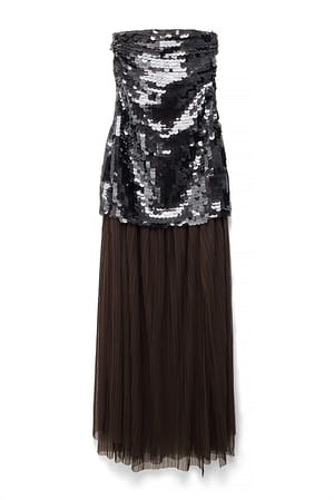Brown Bandeau-Maxikleid mit Pailletten
