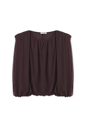 Brown Mesh-Oberteil mit markanter Schulter