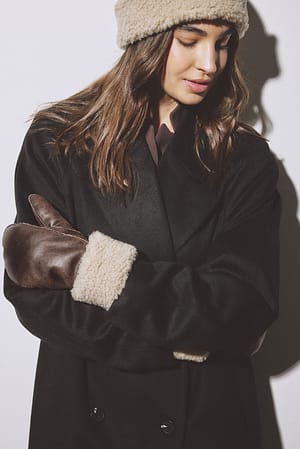 Brown Shearling Mittens