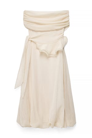 Cream Sheer Off Shoulder Midi Dress