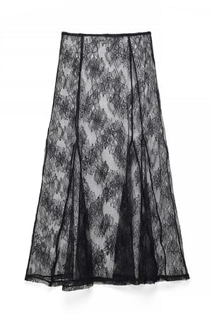Black Maxifalda de encaje transparente