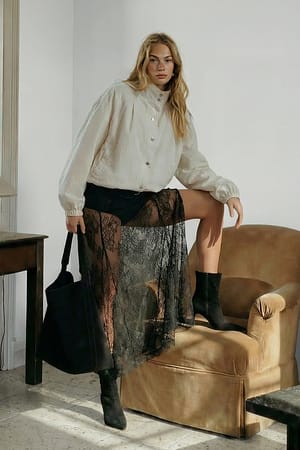 Black Maxifalda de encaje transparente